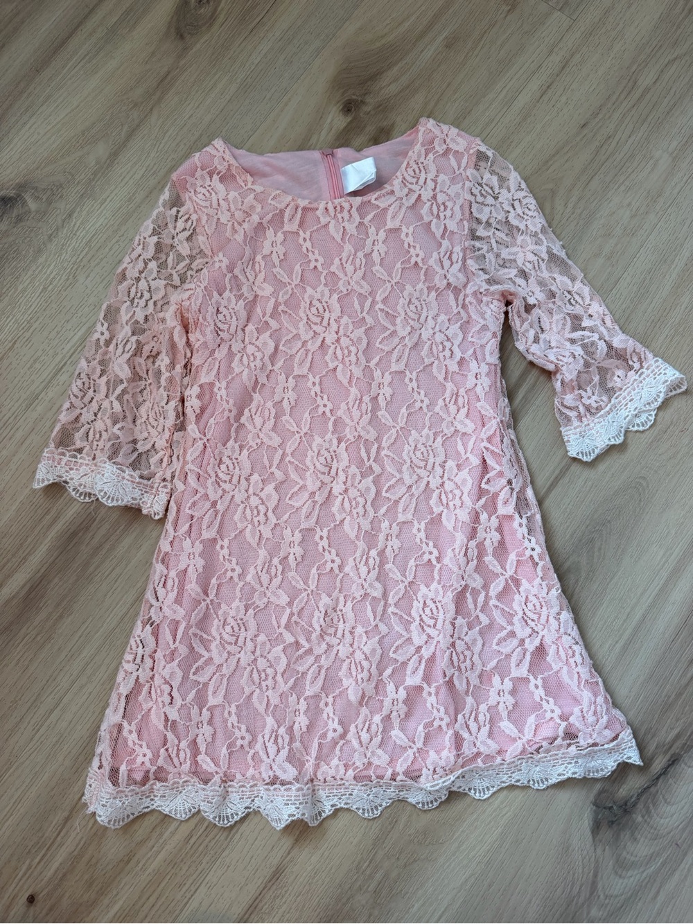 Girls Pink Lace Dress